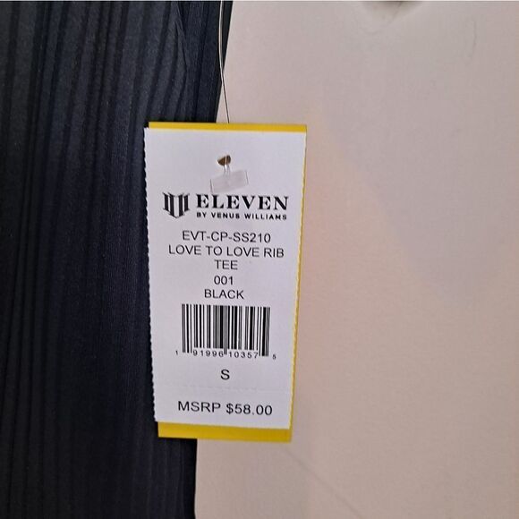 EleVen by Venus Williams Love to Love Ribbed Tee Black Size Small - Picture 2 of 7